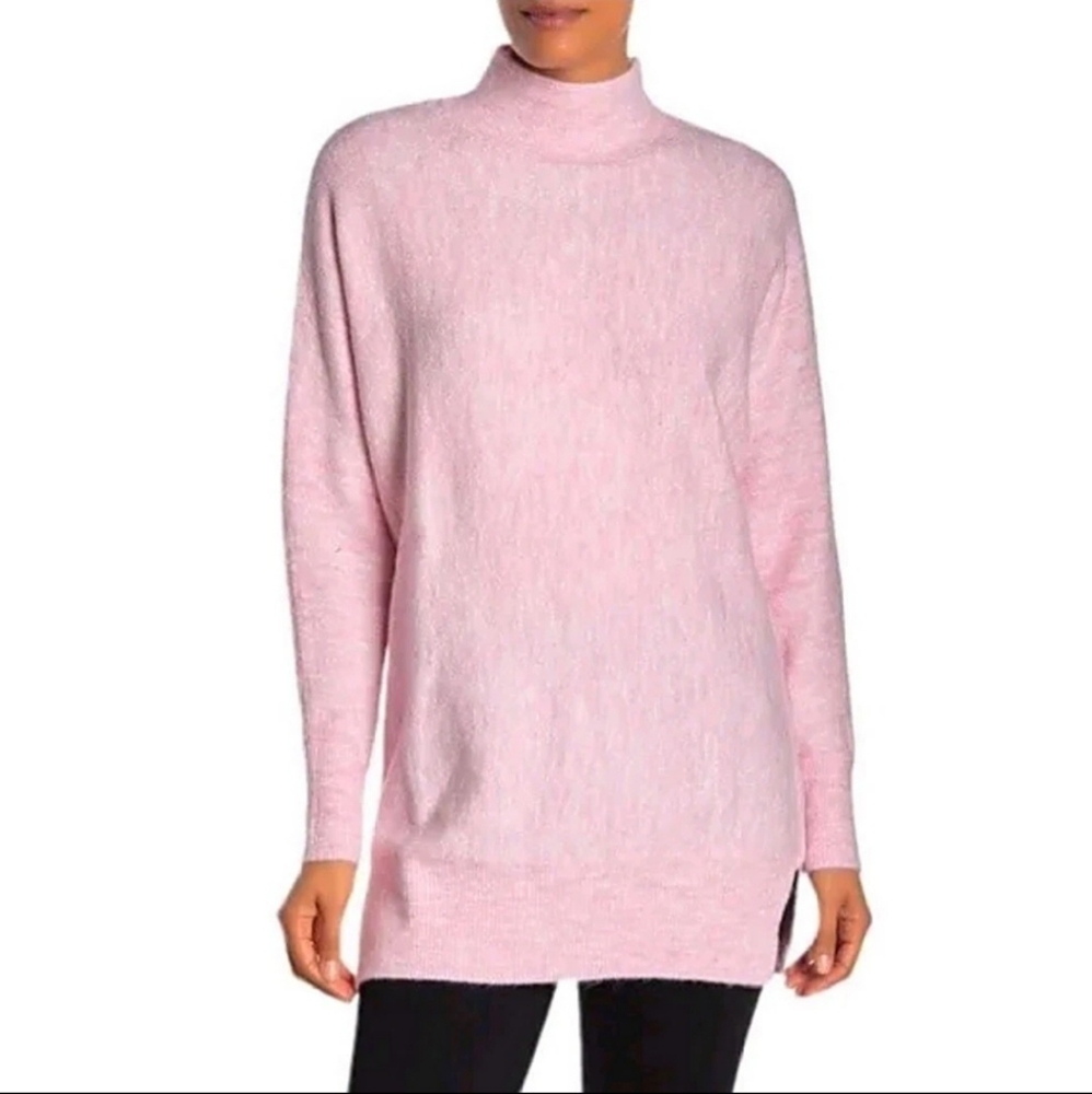 MAGASCHONI Mock Neck Dolman Over sized Sweater Heather Pink Womens Small